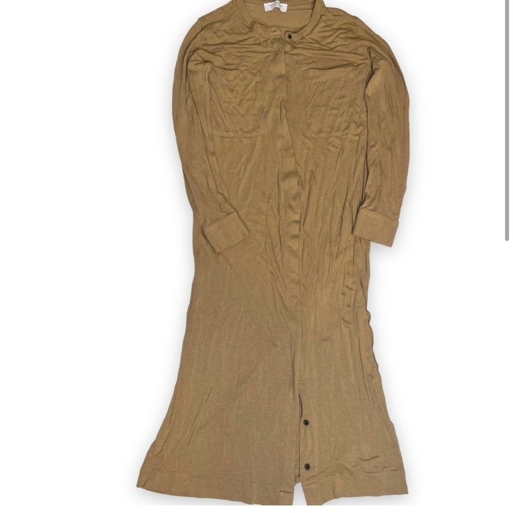 Everlane The Ryan Long Sleeve Tan Maxi Dress Size Medium FLAWED